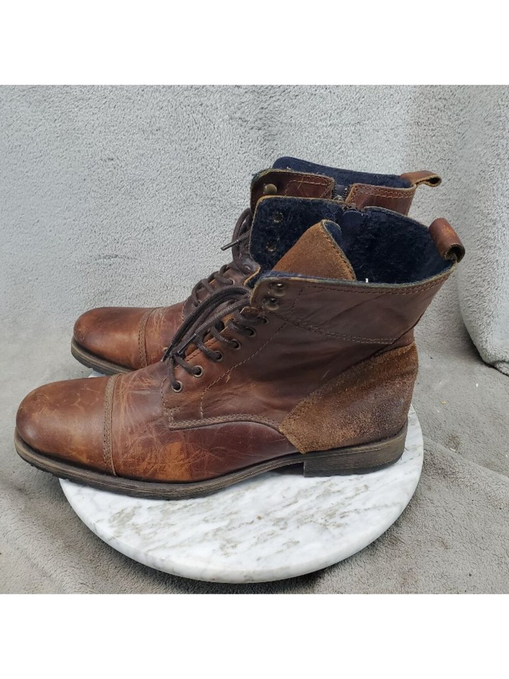 Aldo Shoes Mens Size 9.5 Brown Leather Lace Up Boots *Read*